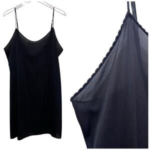 Vassarette Black Nylon Picot Stitch Full Slip Dress Size 20 38/44 Style 10-008